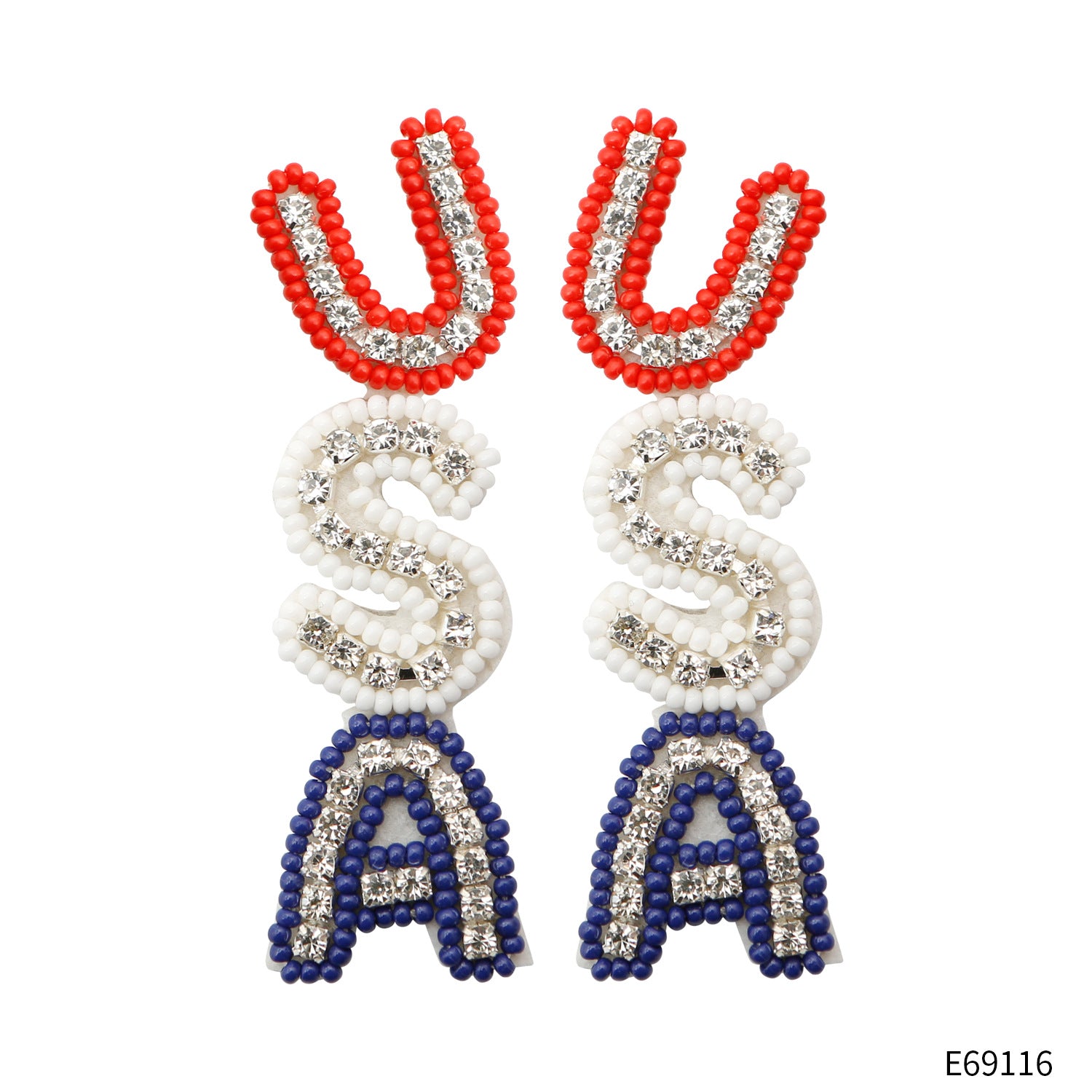 Wholesale Alphabet DIY Rice Beads Retro Style Independence Day Earrings